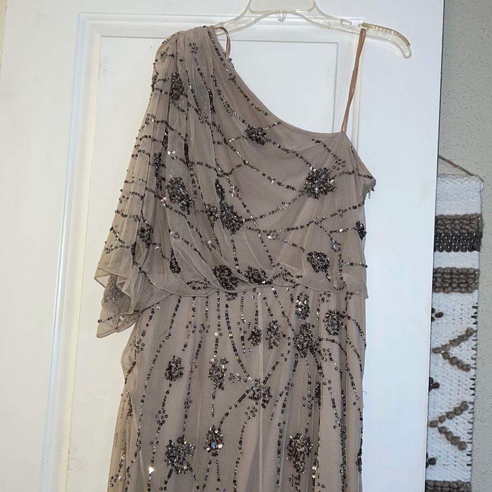 Adrianna Papell Beaded off the shoulder gown